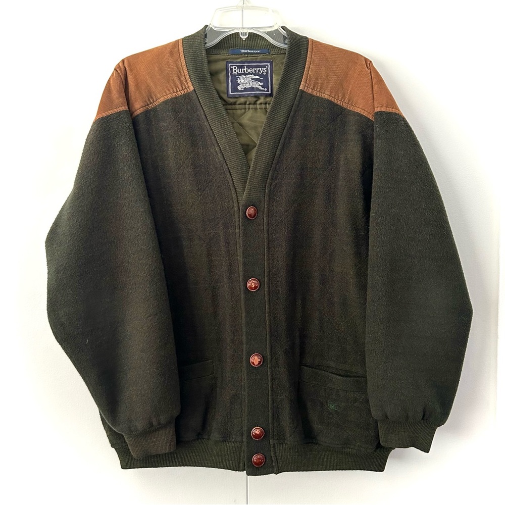 Burberry Vintage Bomber Jacket with Corduroy Shoulder Detail Olive & Camel